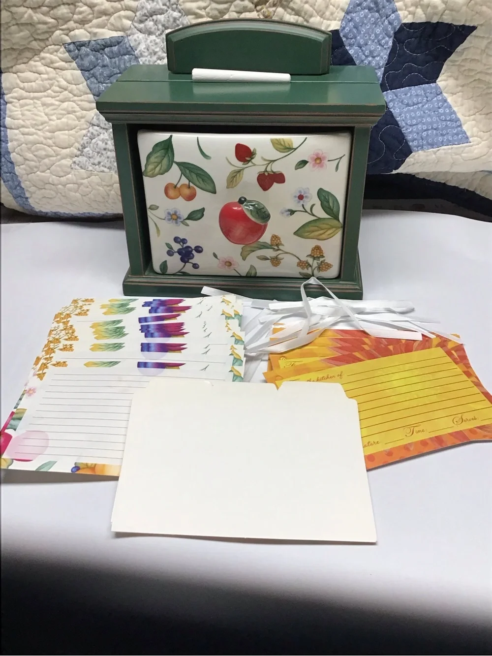 Princess house fruit Recipe Box with Fruit Design and Assorted Cards cottagecore
